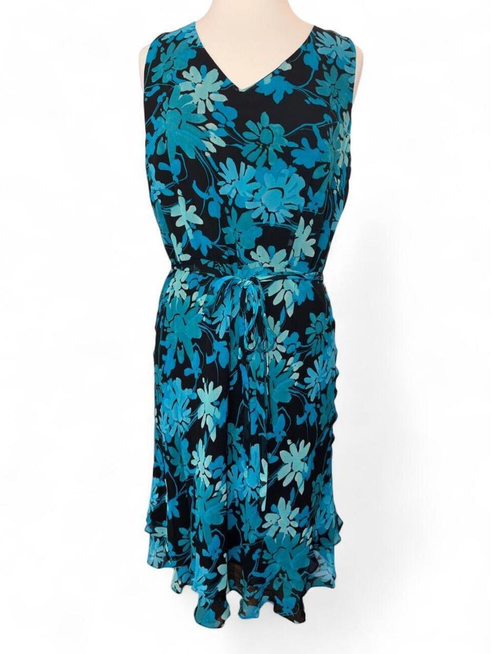 Coldwater Creek 100% Silk Floral Sleeveless Midi Dress - Size 16
